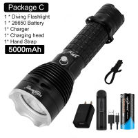 HaixnFire DV60 scuba diving flashlight XHP70 LED underwater waterproof flashlight 7000 lumens diving torch Camping light Water grasping fish lanterns