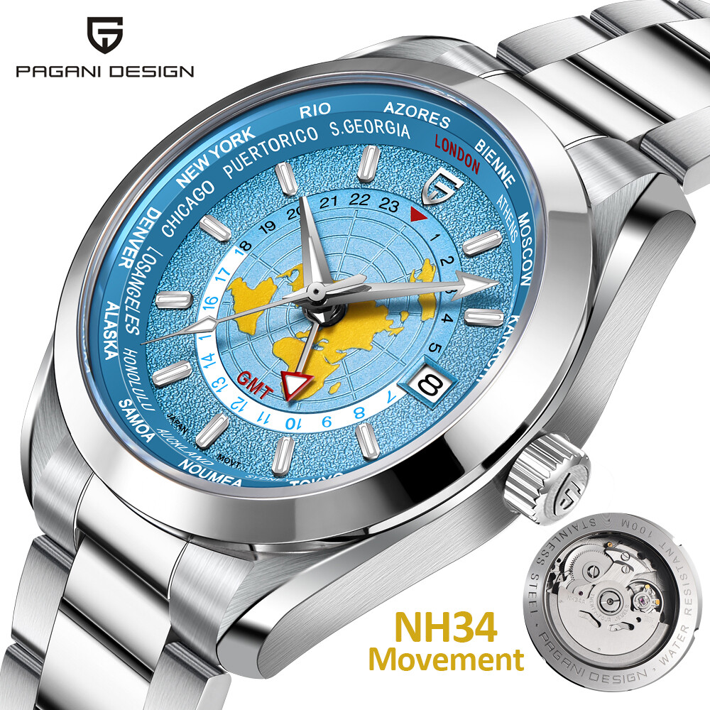 PAGANI DESIGN GMT Automatic Watch Men Original Japan NH34 Mechanical Watch For Men's Stainless Steel Sapphire Glass Watches PD-1788 ราคา 5,810 บาท*ส่งฟรี