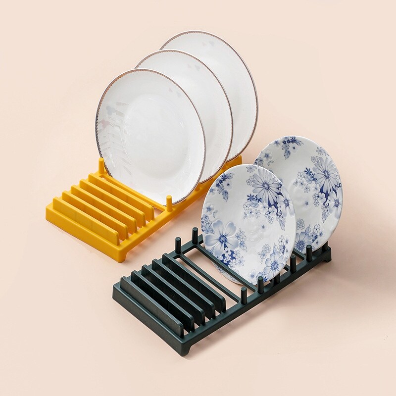 Gambar Nordic Style Kitchen Countertop 10 Card Slot Hollow Drain Plate Rack Pot Cover Cutting Board Knife Storage Rack