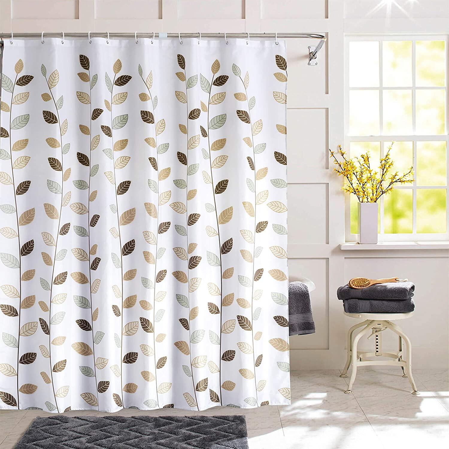 BEDSURE Shower Curtain Grey Gradient Bath Shower Curtains with 12 Hooks Mould Resistant 180 x 180 cm 