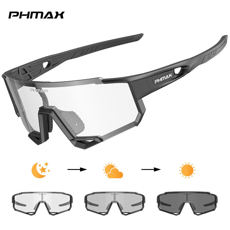 Phmax kính đạp xe đổi màu kính râm thể thao ngoài trời đạp xe cho nam và nữ kính đi xe đạp leo núi đi bộ đường dài câu cá du lịch kính đạp xe kính mắt 3 màu