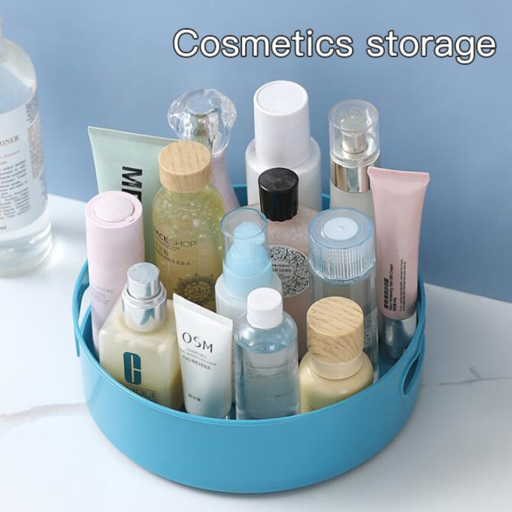 Gambar Rotating Seasoning Storage Rack Kitchen Organizer Round Turnable Spice Jar Containers Bedroom Cosmetics Holder Plastic Tray