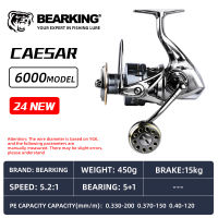 Bearking Sea Fishing Reel CAESAR 1000-6000 5+1BB Bearings Max Drag 15KG With 5.2:1 Metal Spinning Wheel Waterproof Reel