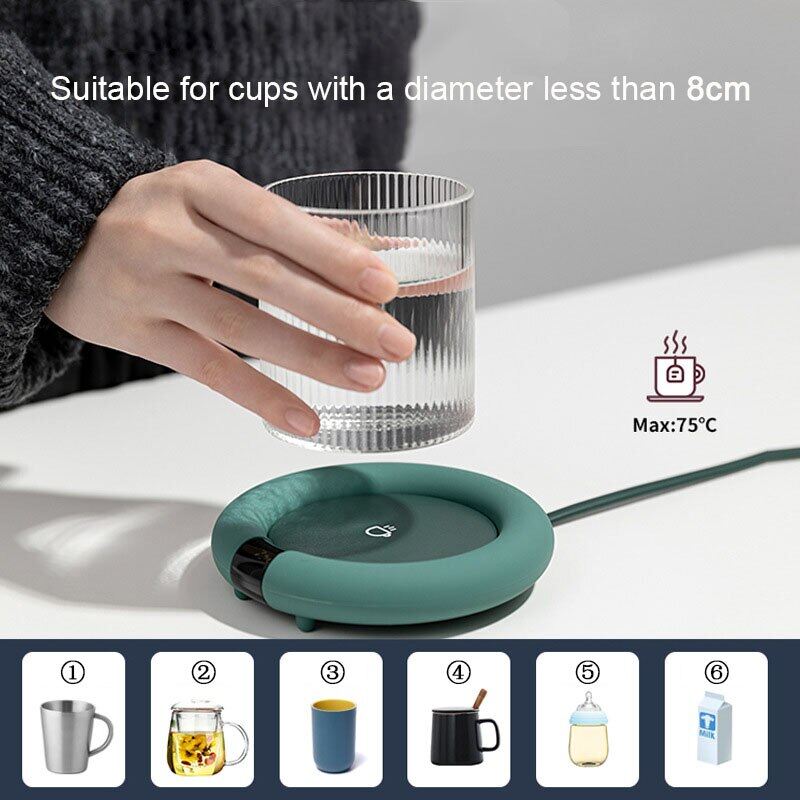 Gambar Smart Touch Heating Coasters Coffee Mug Warmer for Home Office Desk Use Electric Beverage Cup Warmer Heater Coasters Plate Pad coaster for cup Suitable for air conditioned rooms