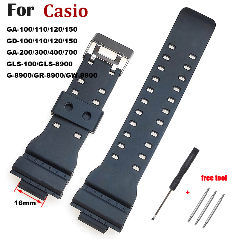 Bracelet Silicone De Rechange Bleu Pour Casio G-Shock (GA/GD/G-8900/GLS Séries) - 16mm