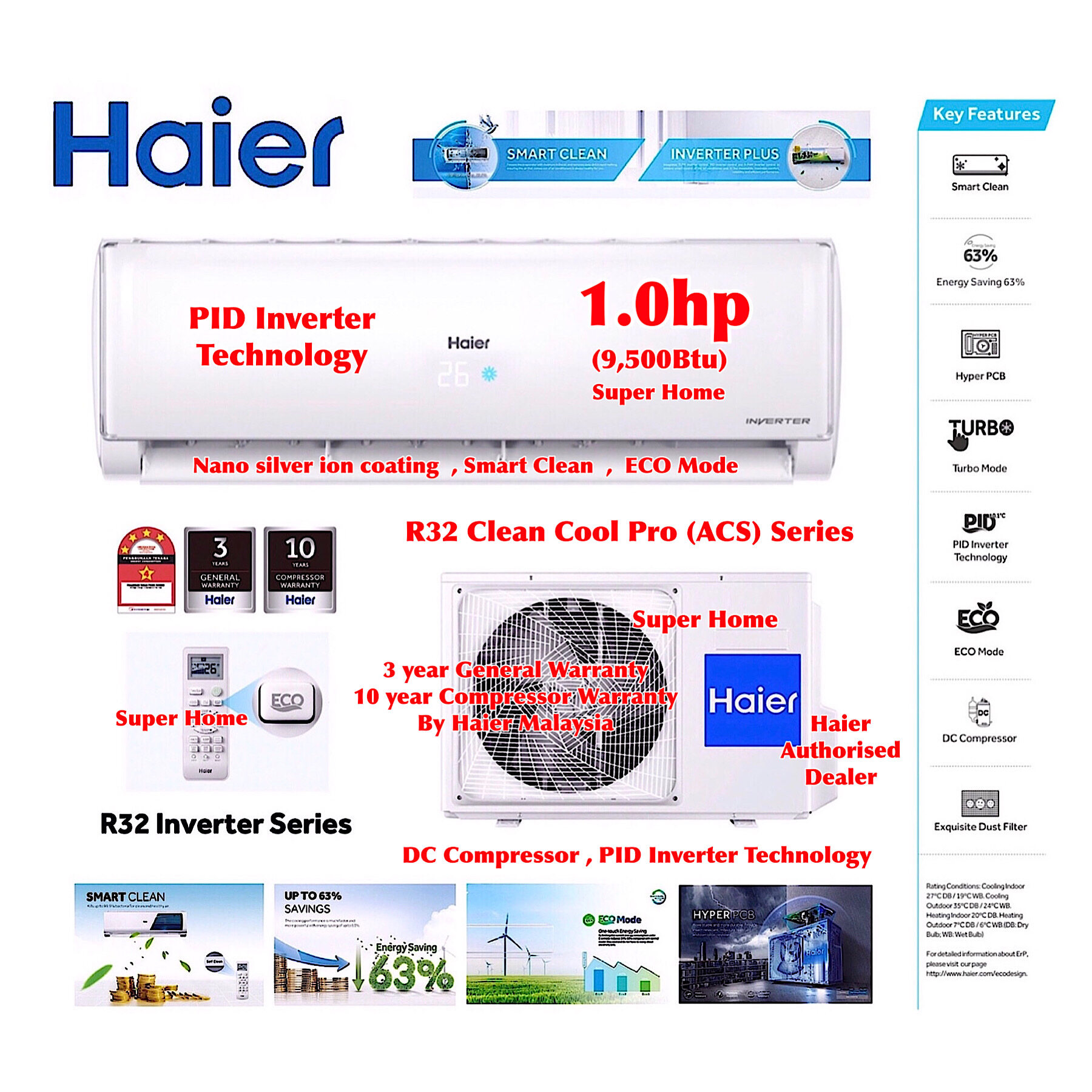 haier aircond 1hp inverter