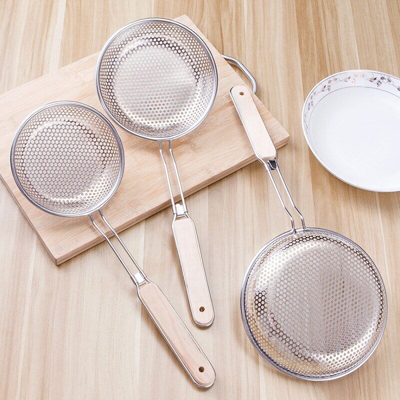 Gambar Stainless Steel Colander Fry Chef Basket Kitchen Strainer Colander Net Cooking Mesh Strainer Colander Sieve Sifter 4 Size
