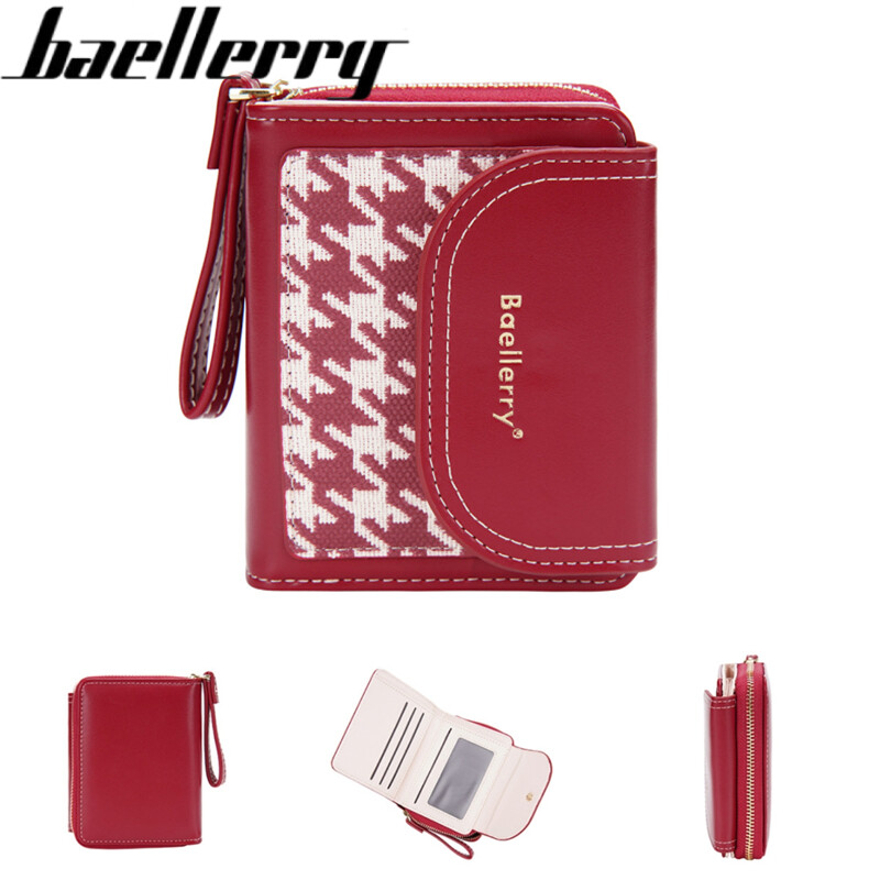 Baellerry 2023 Mới Của Thời Trang Houndstooth Phụ Nữ Thiết kế ngắn Ví nữ Dây Kéo Ví đựng thẻ ví nữ