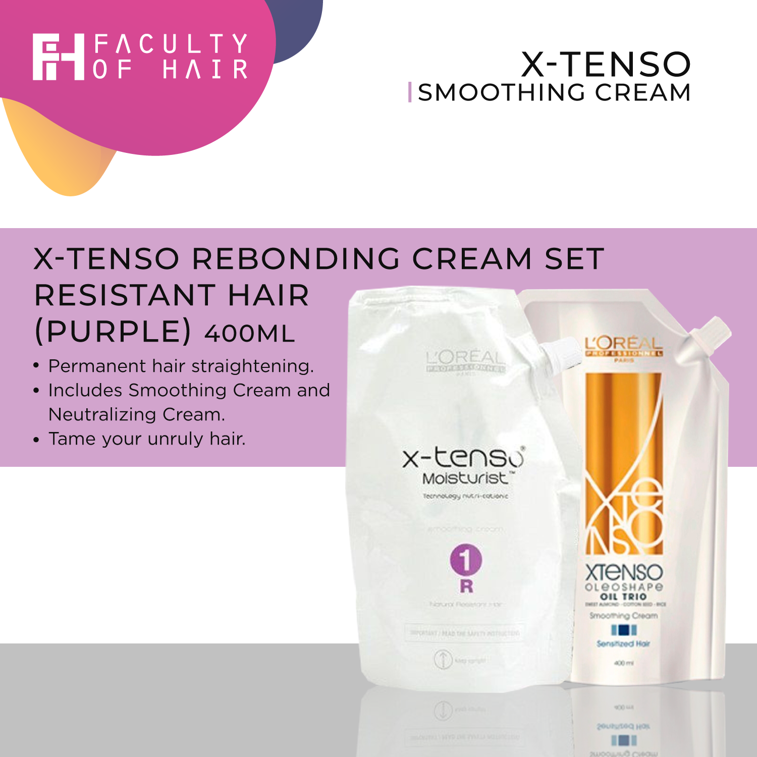 Loreal X-Tenso Rebonding Cream SET Resistant Hair (Purple) 400ml | Lazada