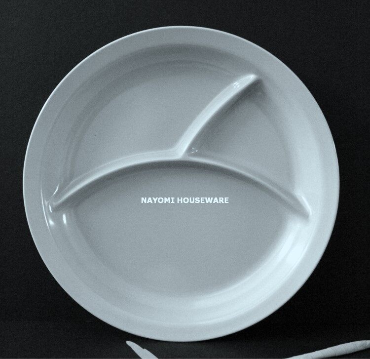 Gambar 1 piece Best Selling 3 Partitions Food Safe Pure Melamine Round Diet Plate. Ship in 6 Hours (Light Blue)