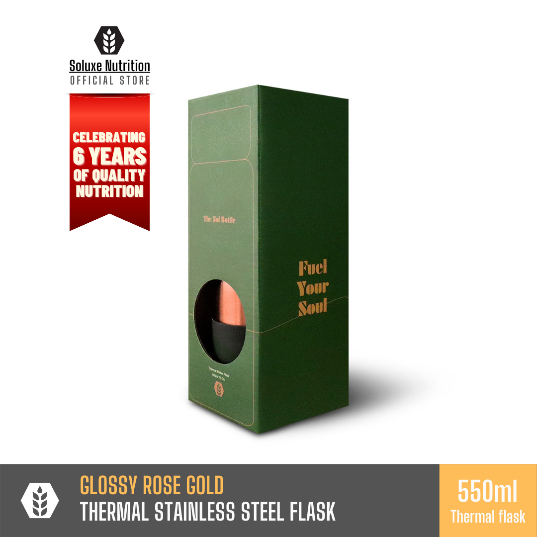 Gambar Soluxe Premium Rose Gold Thermal Stainless Steel Shaker Flask   550ml( Vacuum Thermos Flask Travel Hot Water Bottle Insulation Water Bottle Cold Water Bottle Thermos )