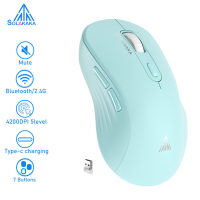 SOLAKAKA SM66 Wireless Bluetooth Mouse 2.4G+Bluetooth Dual Mode Charging Ultra-Thin Silent Ergonomic Mouse Suitable For Laptop PC Office Computer