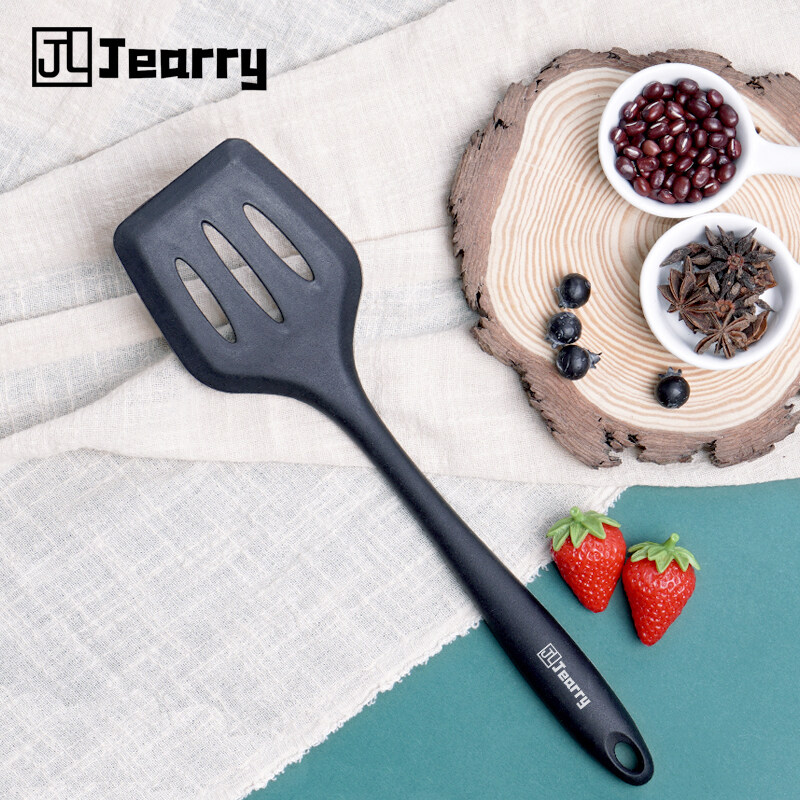 Gambar Jearry Silicone Handle Slotted Spatula Heat Resistant Food Grade Silicone Kitchen Utensils