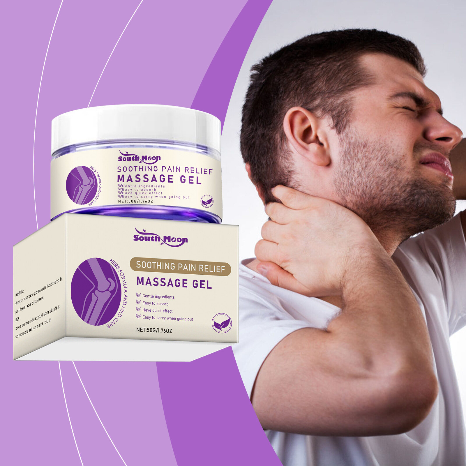 Gel dụng cụ mát xa giảm đau làm dịu mặt trăng phía Nam làm giảm đau đầu gối cổ tay chăm sóc cho cột sống thắt lưng cổ vai đau nhức cơ và xương Thuốc mỡ tay chân thạch cao khớp vai và cổ đau Gel chăm sóc massage 50g