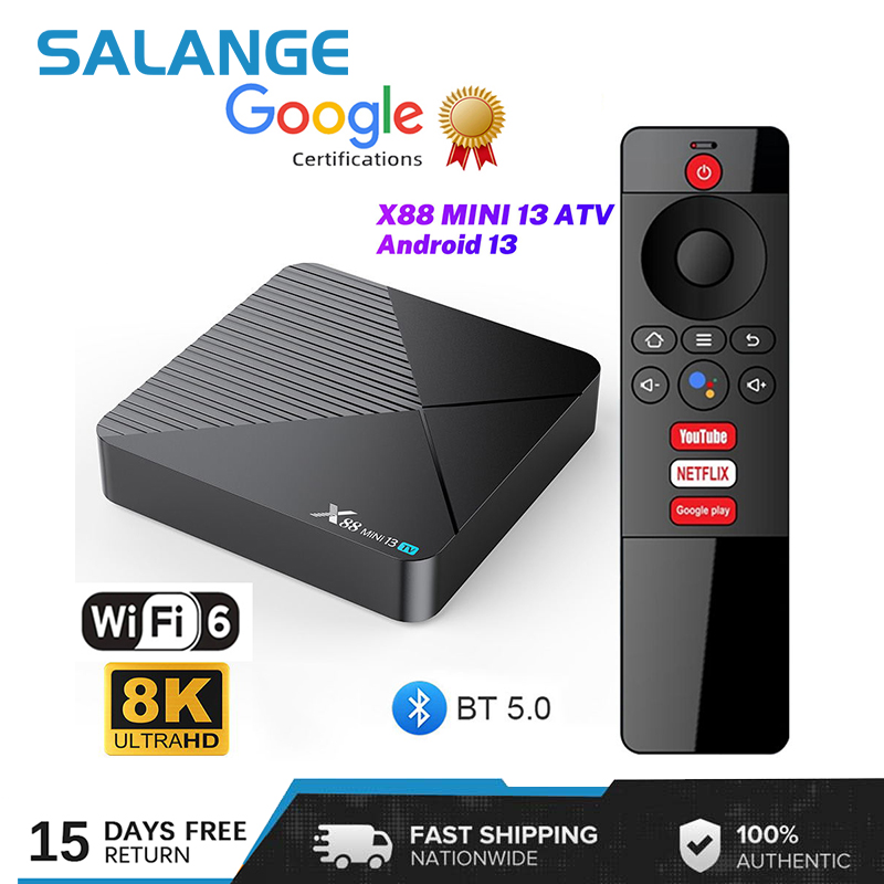 Salange X88 MINI 13 ATV Smart TV Box RK3528 Android 13.0 2.4G /5G Dual Band Wifi HD 8K Video Decoding Media Player 4GB+64GB Set Top Box ราคา 992 บาท*ส่งฟรี