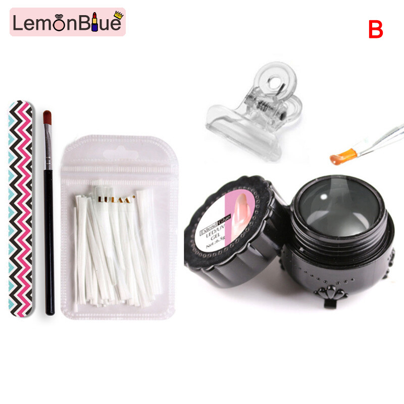 Gambar Lemonblue Seni Kuku Bukan Tenunan Sutera Gentian Kaca Gel Tips Serat Lanjutan Bentuk Kaca Kit Alat