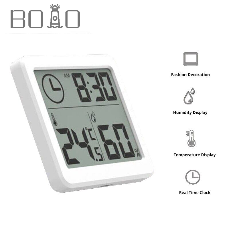 Boio nhiệt kế đa năng máy đo độ ẩm đồng hồ theo dõi độ ẩm nhiệt độ điện tử tự động màn hình lcd lớn 3.2inch