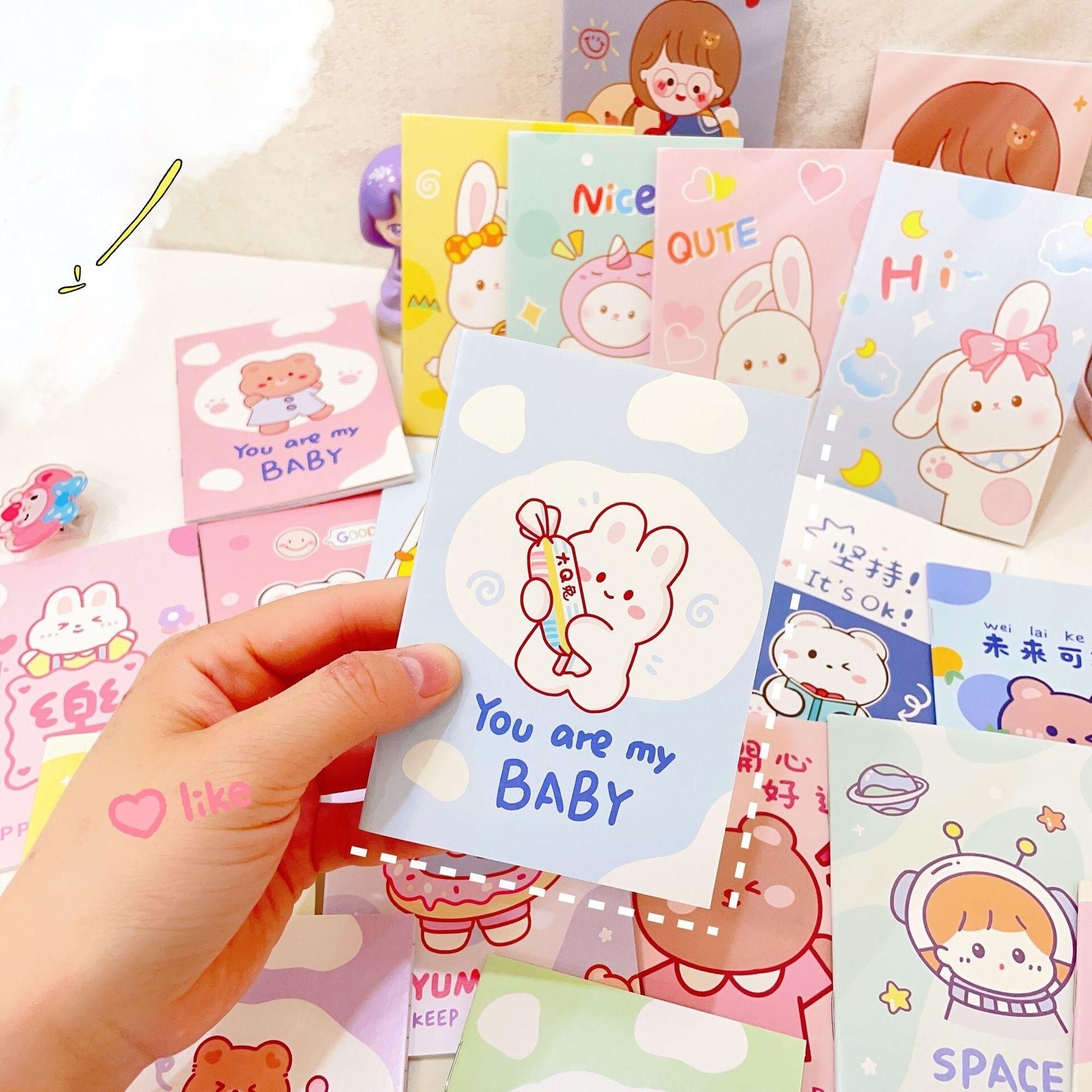 8 cái Dễ thương Máy tính xách tay mini xách tay Nhật Ký notepad phim hoạt hình notepad văn phòng phẩm dành cho sinh viên đồ dùng học tập