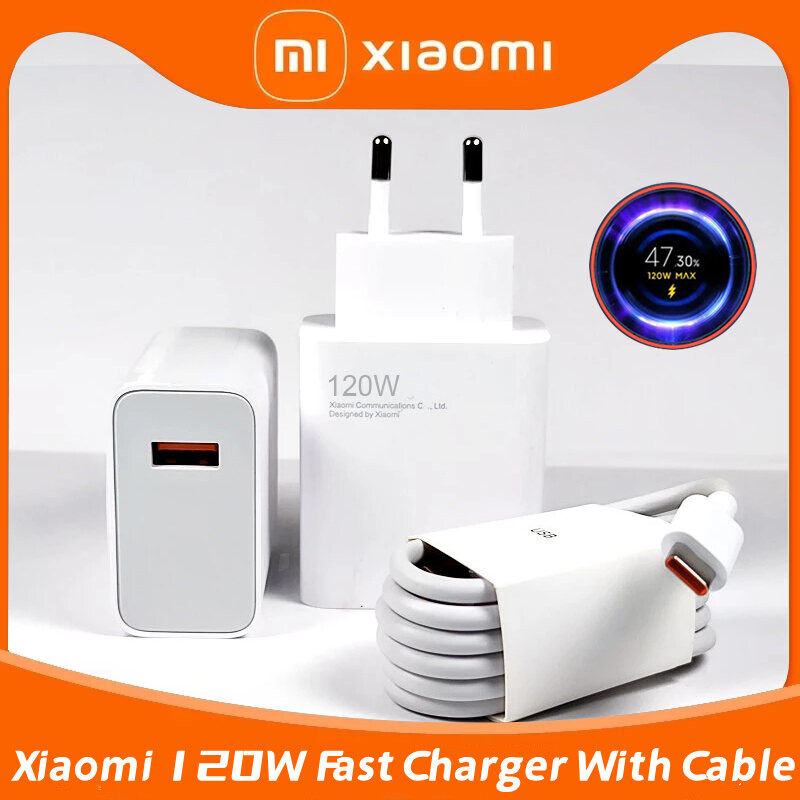 Bộ Sạc 120W Xiaomi Chính Hãng Cáp HyperCharge Sạc Nhanh Turbo Bộ Chuyển Đổi Chuẩn EU 6A Loại Usb C C