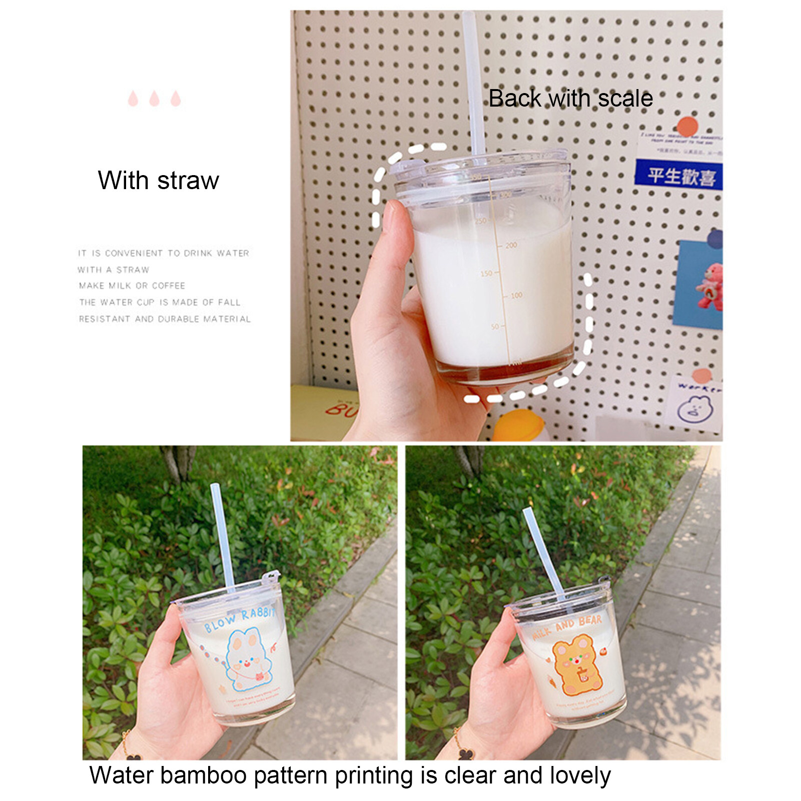 BlueH Cốc Uống Nước Cốc Có Ống Hút Uống Trà Sữa Cà Phê Dung Tích Lớn