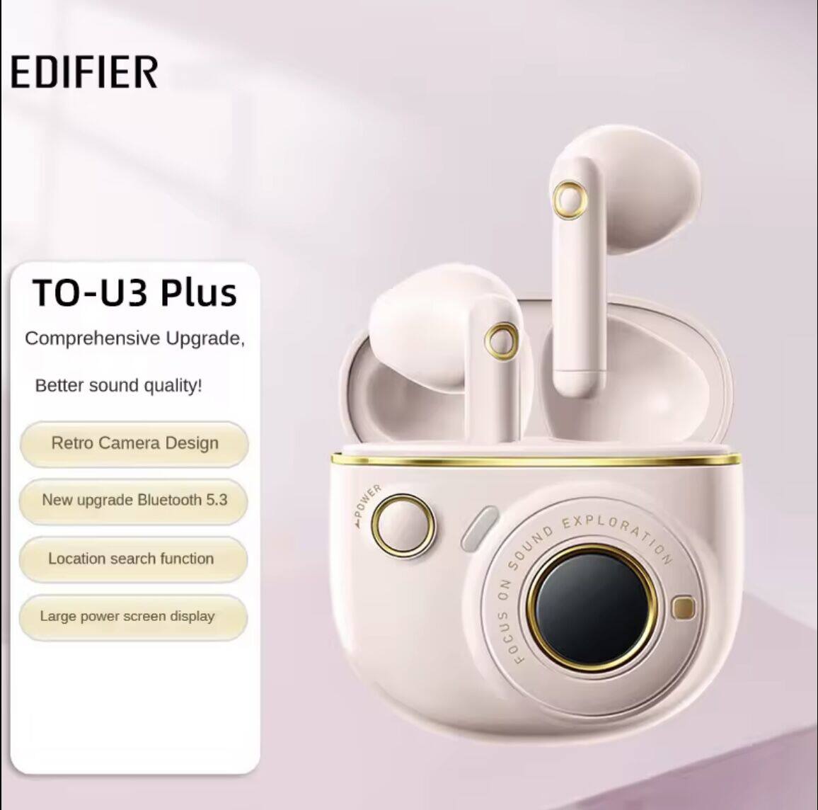 Edifier TO-U3 cộng với bluetooth không dây 5.3 tai nghe in-ear chơi game độ trễ thấp Tai nghe nhạc với màn hình OLED sạc nhanh