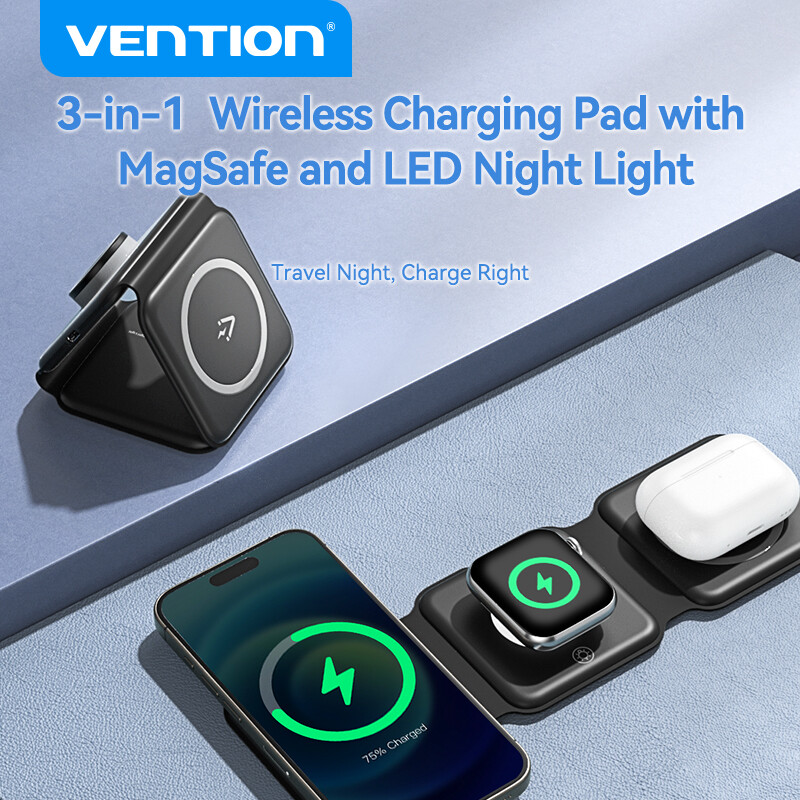 Vention 3-trong-1 MagSafe Bộ sạc sạc nhanh Đứng Đế sạc cho điện thoại Iphone iWatch AirPods Huawei X