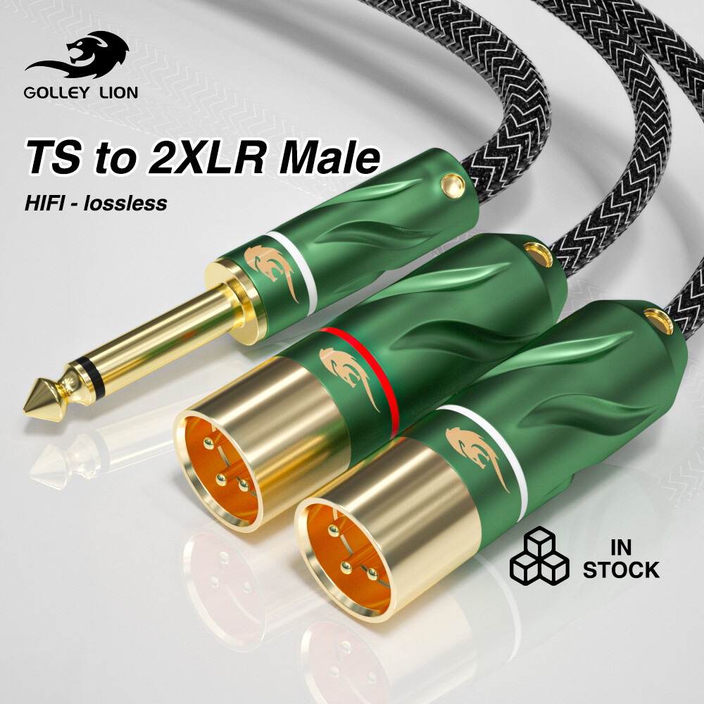 GOLLEY LION 1/4'' TS Mono 6.35mm Jack to Dual XLR 3 Pin Male Audio Cable for Mixer Guitar Amplifier Synthesizer Splitter Y Shielded Cords ราคา 1,232 บาท*ส่งฟรี