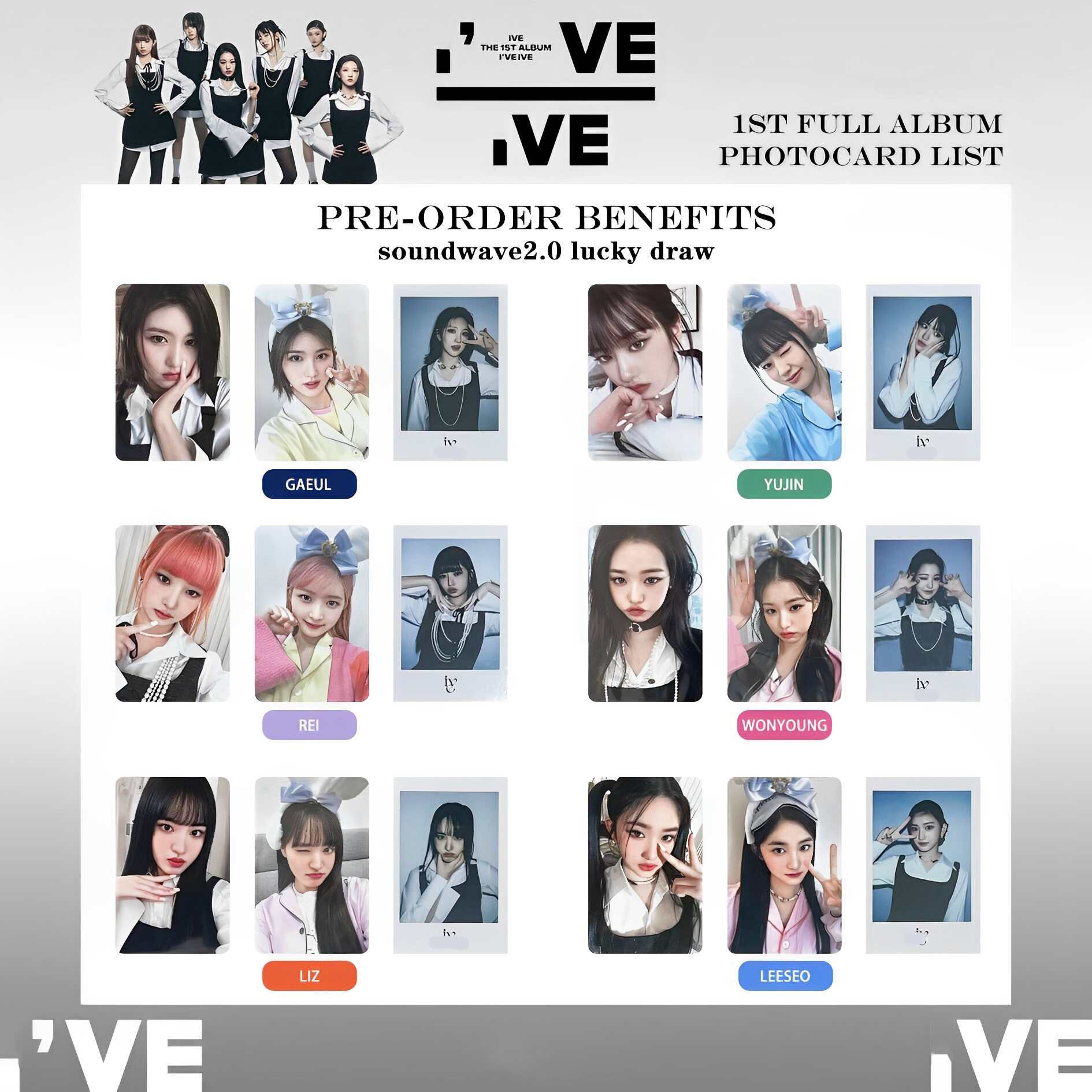 Ive Soundwave 2.0 Lucky Draw photocards ive ive ive ive ive thẻ Lomo thần tượng Kpop wonyoung Liz yujin gaeul Rei leeseo thẻ ảnh 6 mỗi bộ