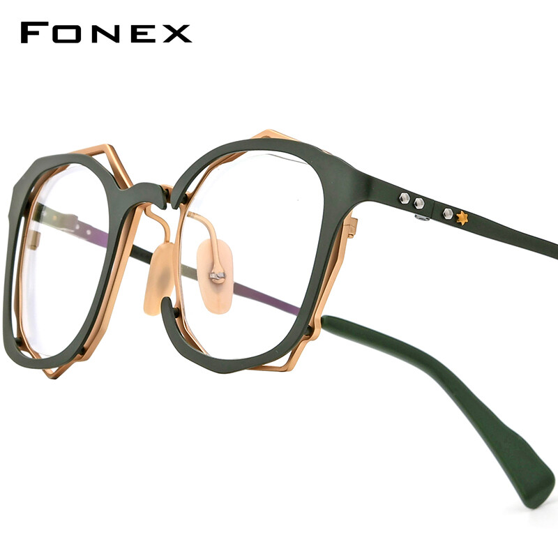  FONEX Titan nguyên chất Gọng kính nam thiết kế thương hiệu retro cổ điển Kính mắt dáng vuông Full-rim Nhật Bản chất lượng cao tùy chỉnh kính mắt cho mắt 85729 