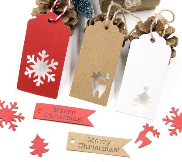 100pcs Christmas Kraft Paper Price Wedding Scallop Label Blank Luggage Gift Tags