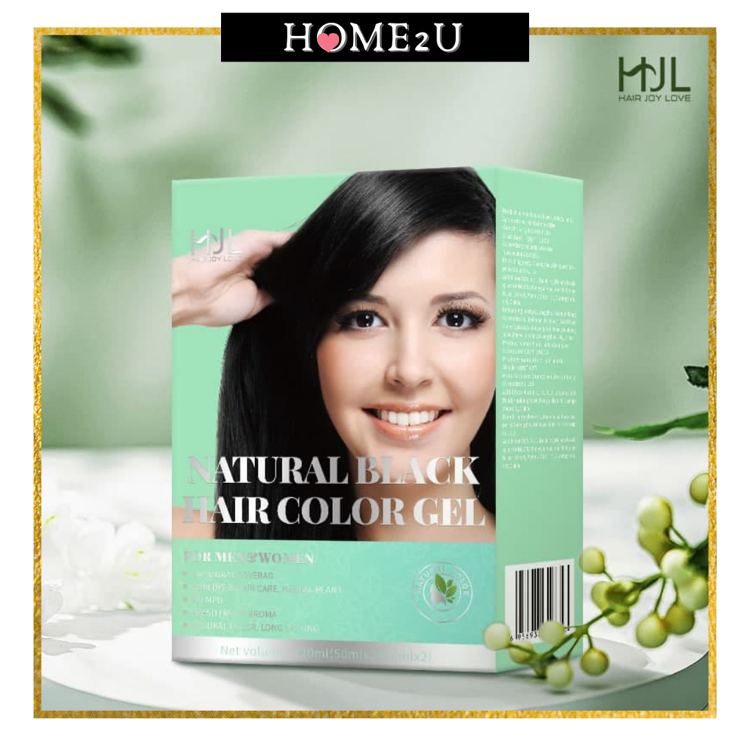 HJL Hair Joy Love Natural Black Hair Colour Gel Permanent Hair Dye Low  Ammonia 黑色发色凝胶Herbs Plant Ingredient【Home2u】 | Lazada