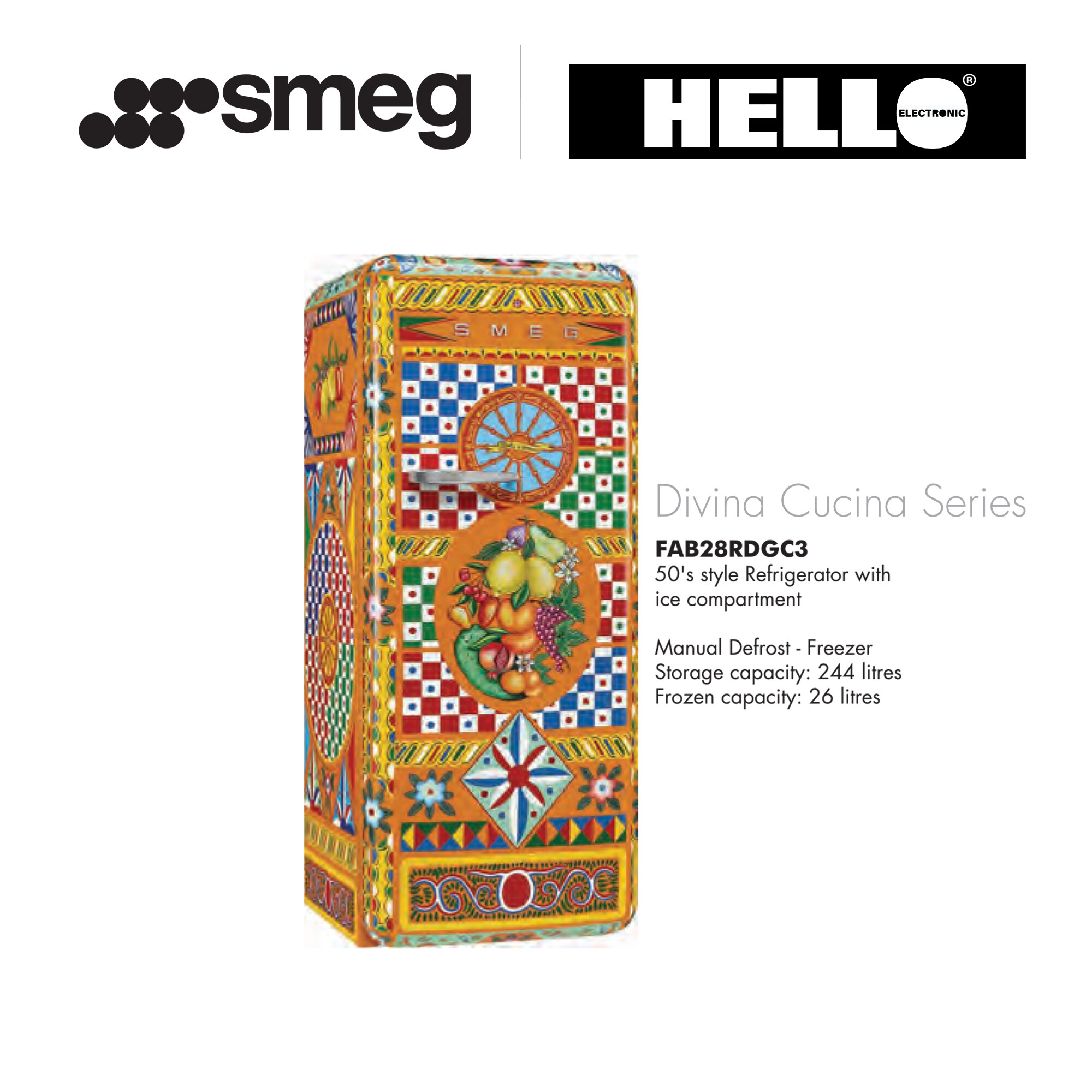 Smeg Dolce Gabbana Divina Cucina Series Fridge Freestanding