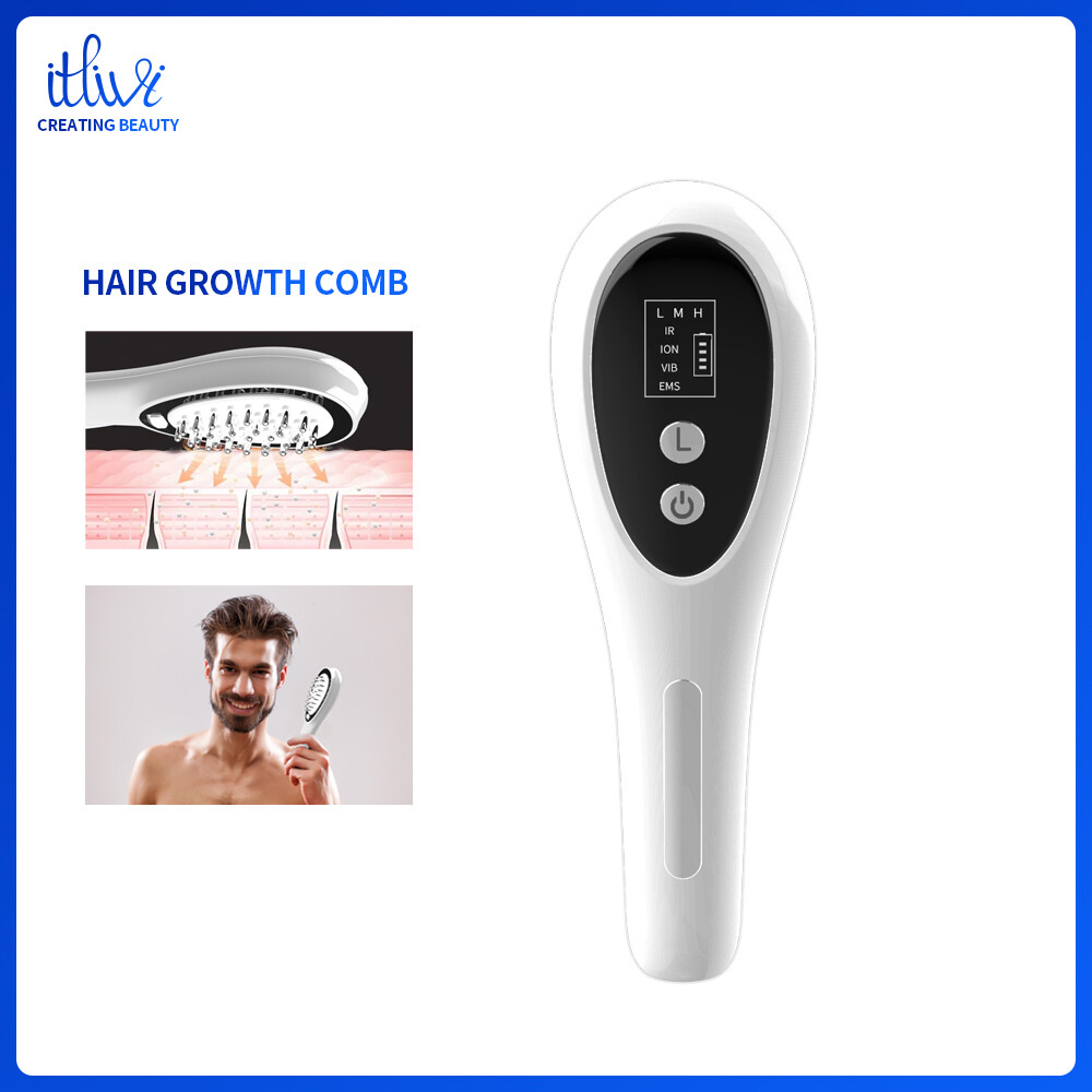 Gambar itlivi Hair Growth Comb LED Color Light Negative Ion Hair Care Massage Hair Growth Brushes
