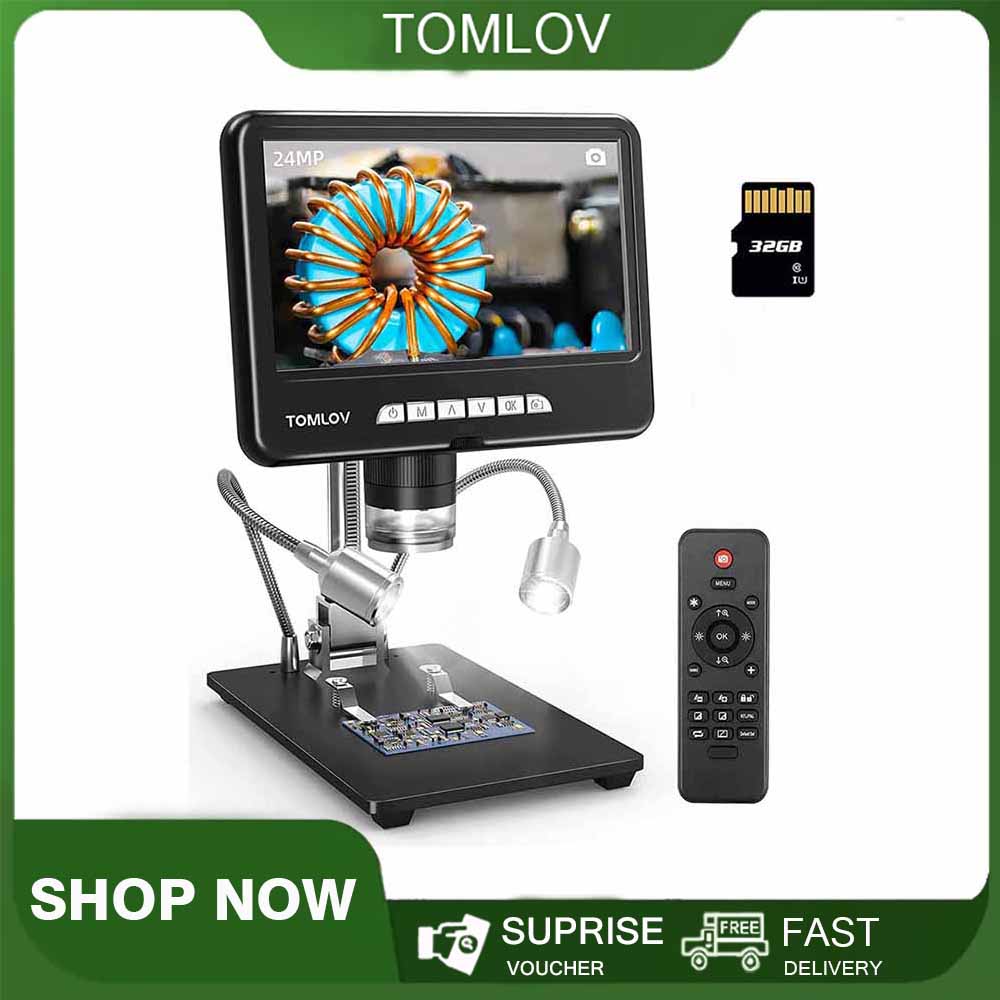 TOMLOV DM401 2K Digital Microscope 1200x, HDMI LCD Microscope with Screen for Entire Coin View,24M Soldering Microscope with Lights,Windows/iOS Compatible(N0 EXTENSION TUBE) ราคา 4,054 บาท*ส่งฟรี
