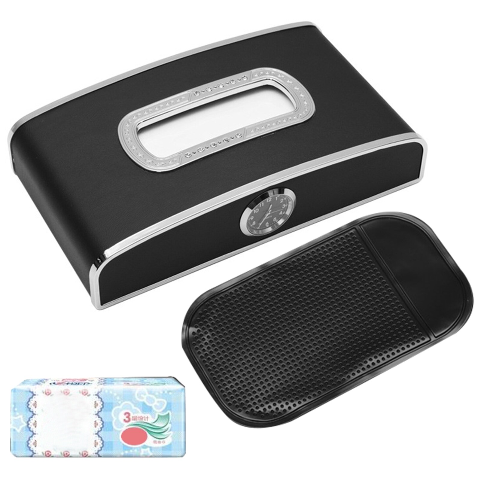 Gambar CW Cover PaperHeadrest Back Case SunCar TissueMultifunction With ClockNapkin Holder Storage
