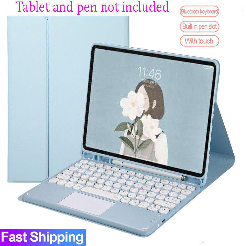 Ốp có bàn phím cảm ứng cho samsung galaxy tab s6 lite a7 a8 s7 fe s8 s7 + plus s8 + plus ốp bàn phím chuột bluetooth bàn di chuột tròn