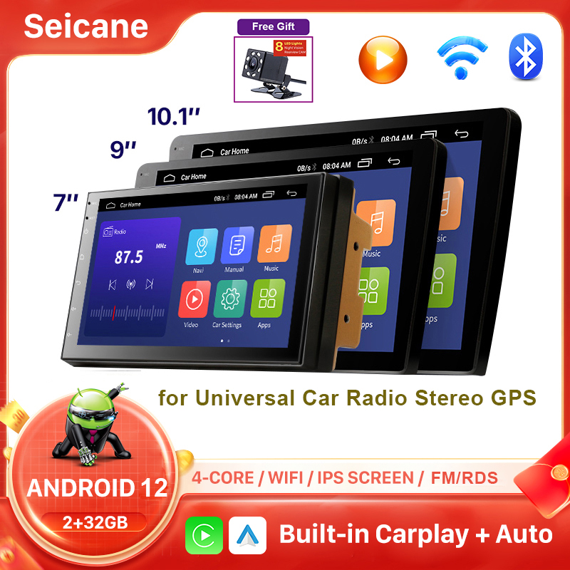 Seicane [2 + 32g] 2Din 7 Inch 9 Inch 10.1 Inch Ips Touch Screen Android 13.0 Car Radio Head Unit Multimedia Stereo Player for Universal Hyundai Vw Toyota Honda Nissan Kia Built-In Carplay Android Auto Support Google Map Youtube Waze Netfliex ราคา 2,199 บาท*ส่งฟรี