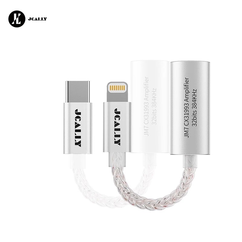  JCALLY JM7 USB TypeC lightning To 3.5mm Digital Audio Cable DAC CX31993 For Android Apple Adapter Decode Amp 32bit 384KHz 