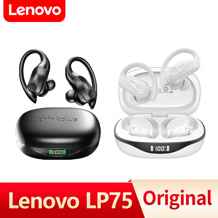 Lenovo lp75 TWS tai nghe thể thao Bluetooth 5.3 Tai nghe không dây không thấm nước giảm tiếng ồn âm thanh nổi HiFi Tai nghe nhét tai earbuds có micrô