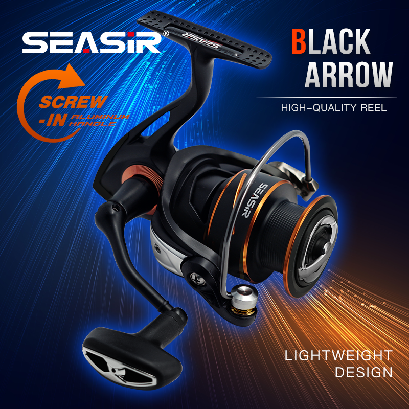 Seasir Ống cuộn câu cá kiểu Spinning mũi tên màu đen Máy câu cá chất lượng cao chống thấm nước chất lượng cao chống bánh răng chính mượt Ống cuộn dây nhôm mạnh mẽ 5 + 1BB bằng kim loại