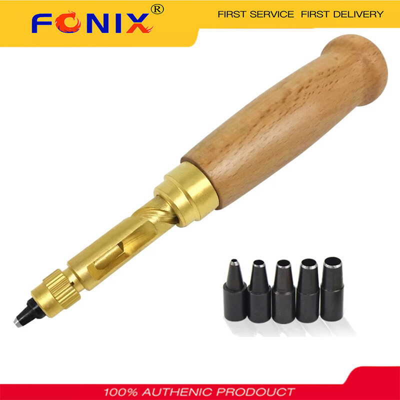 Fonix thắt lưng tự động đấm lỗ đục lỗ vít có thể thay thế câm quay đấm đấm dập lỗ da xem công cụ thủ công lỗ đục lỗ khoan vít tip chết, với 6 kích thước tip 1.5-4mm thắt lưng tự động vít