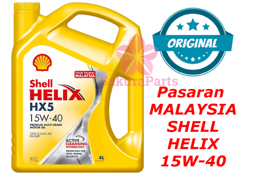 Pasaran Malaysia Shell HELIX HX5 15w40 Semi Synthetic Engine Oil 4L Original
