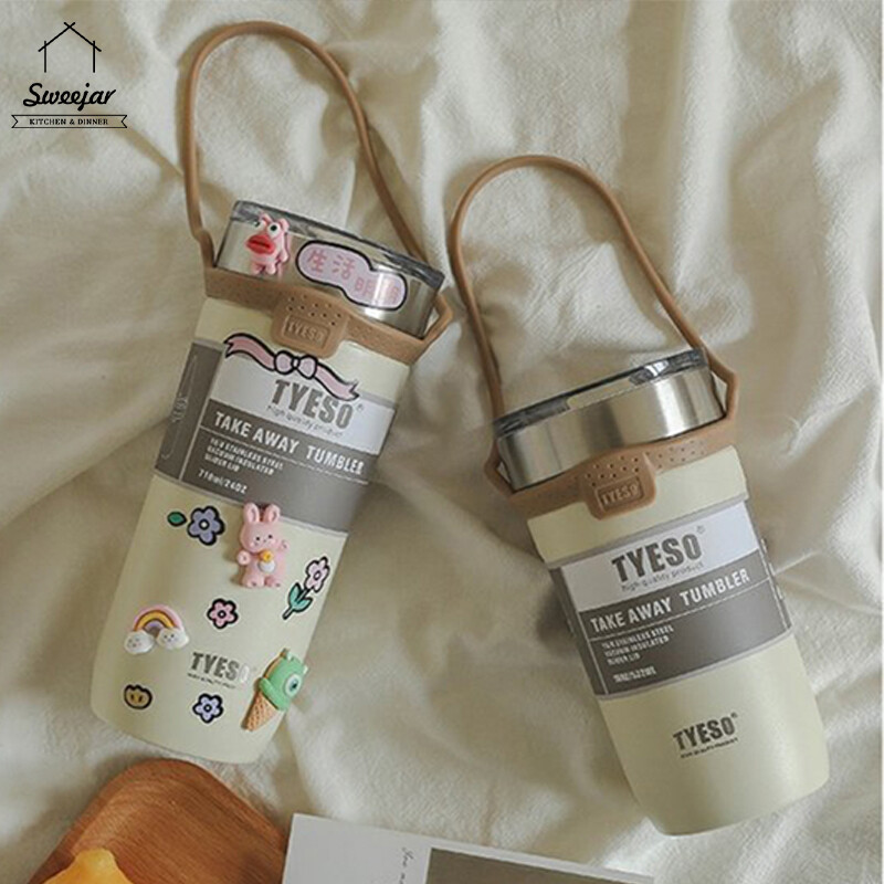 Gambar SWEEJAR Thermos Flasks 304 Stainless Steel Insulation Mug Water Bottle Portable Handle with Straw Coffee Cup 550ML 710ML