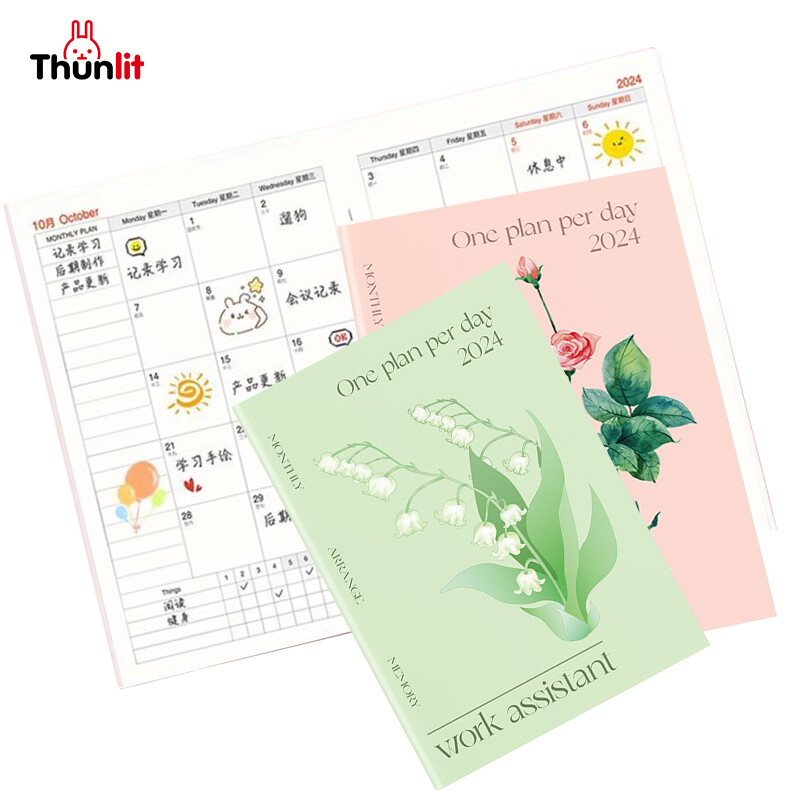 Thunlit kế hoạch hàng ngày Máy Tính Xách Tay A5 2024 Hàng Tháng Tuần Kế Hoạch Hiệu Quả Trọng Lượng Nhẹ Lịch Trình đồ dùng học tập