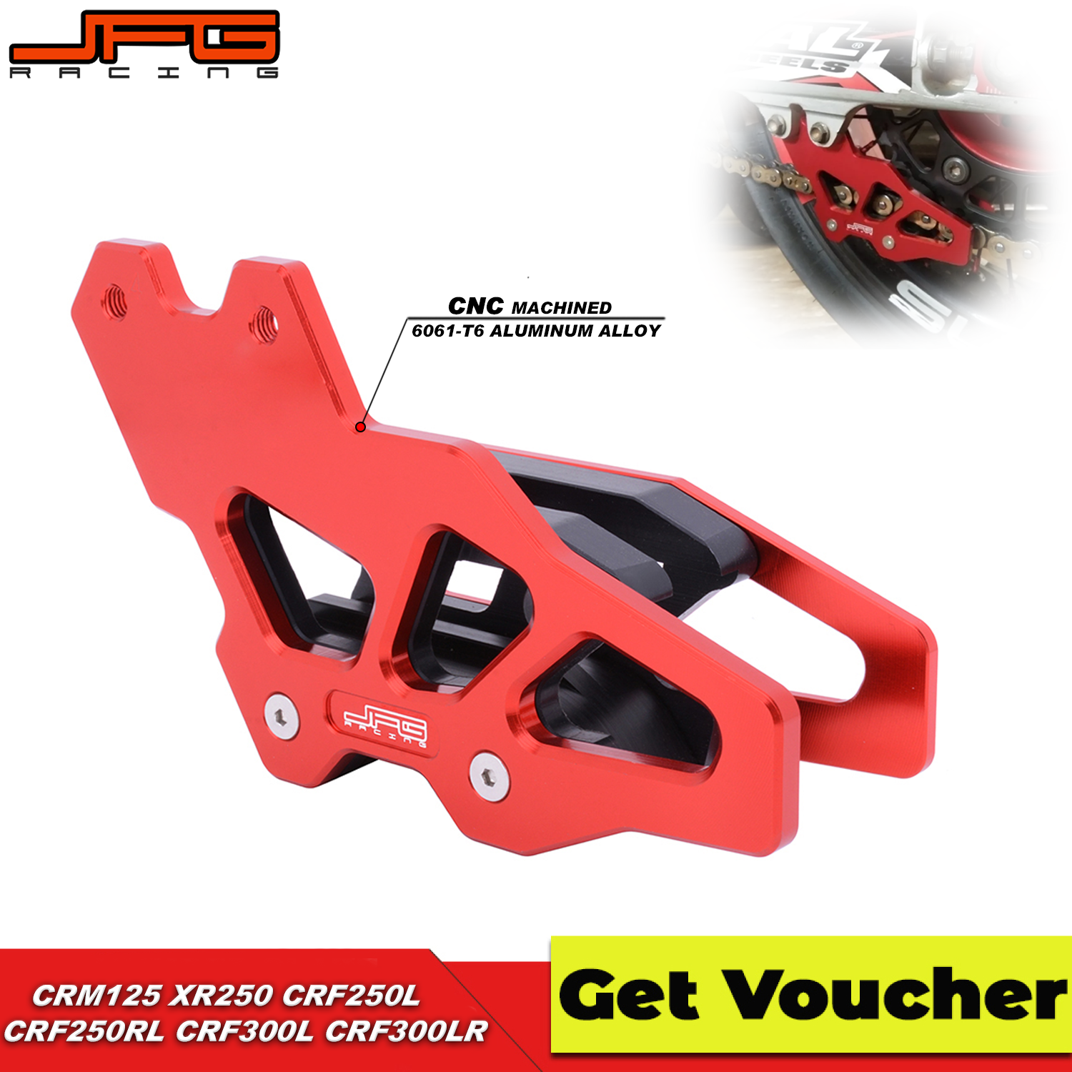 JFG Racing Drive chain guide motorcycle guard tensioner For HONDA CRF300L crf xr200 XR250 BAJA CRF250L CRM125 dirt bike universal slider CNC Alloy Aluminum ราคา 366 บาท*ส่งฟรี