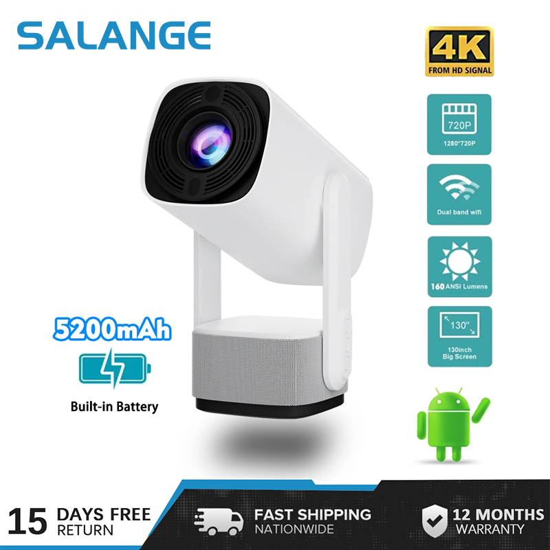 Salange 2024 New Arrival K2 Smart 1080P Projector Android11.0 WIFI Mini Projector With Battery Portable Projector 4K Support Home Theater Beamer ราคา 2,990 บาท*ส่งฟรี