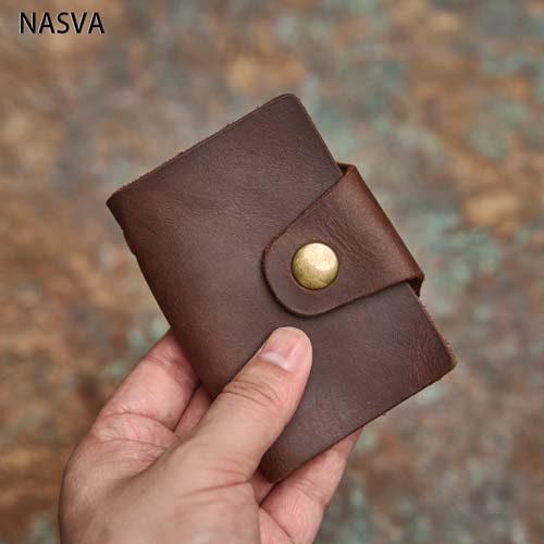 Đồ đựng thẻ da bò mini siêu mỏng cho nam nữ đơn giản ví đựng thẻ ngân hàng đồ đựng thẻ nasva