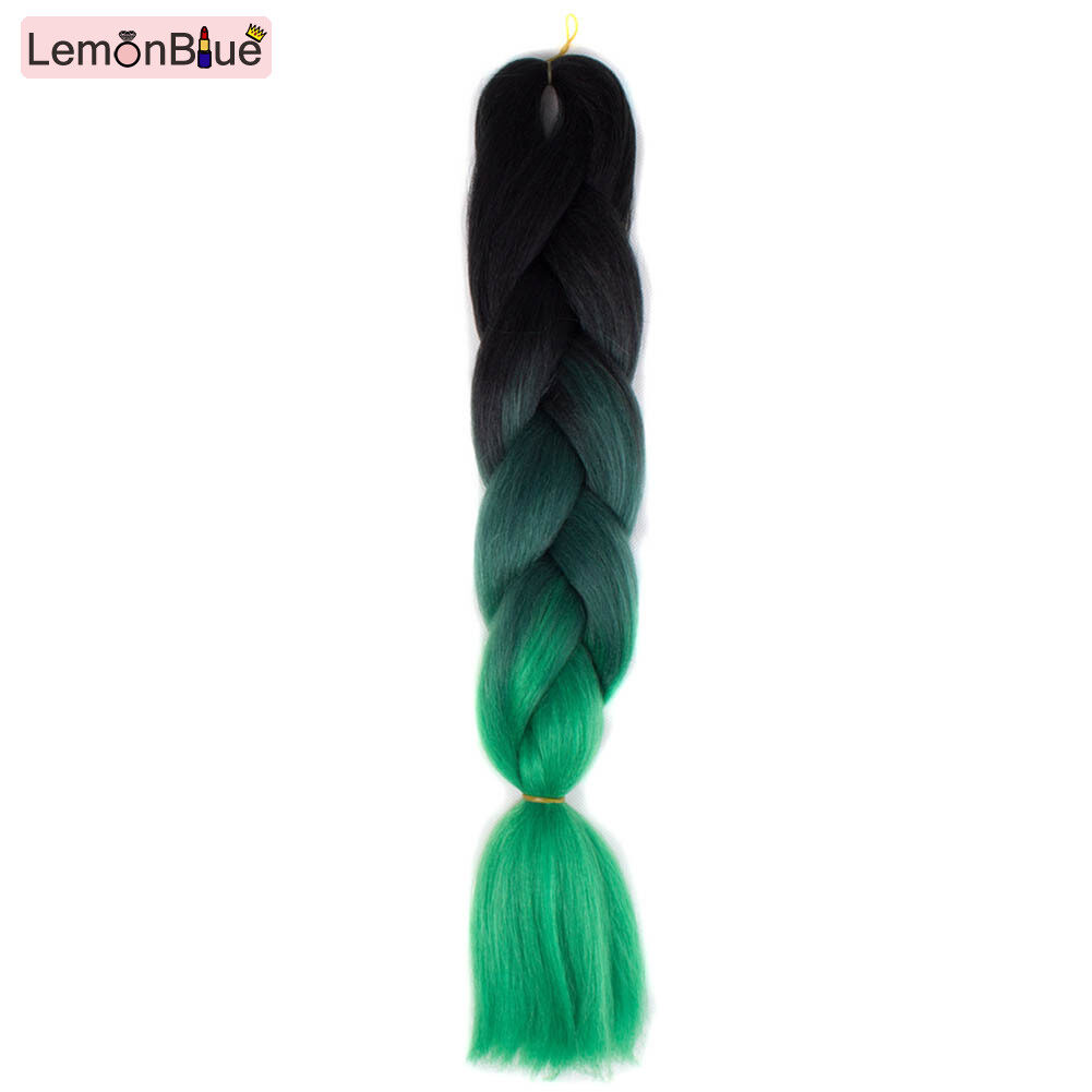 Gambar LemonBlue Fashion Women Wigs Sexy 60cm Long Braided Braid Ombre Color Cosplay Hair Wig For Ladies Girl Gifts 46