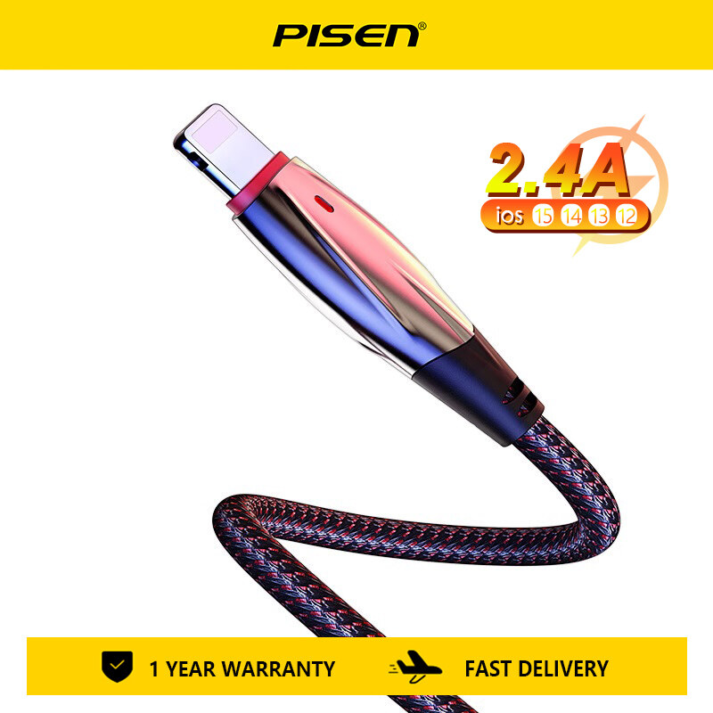 Pisen cáp usb sạc nhanh 2.4a cho iphone 14 13 12 pro max sạc cáp cho iphone xs xr max 8 7 plus cáp sạc