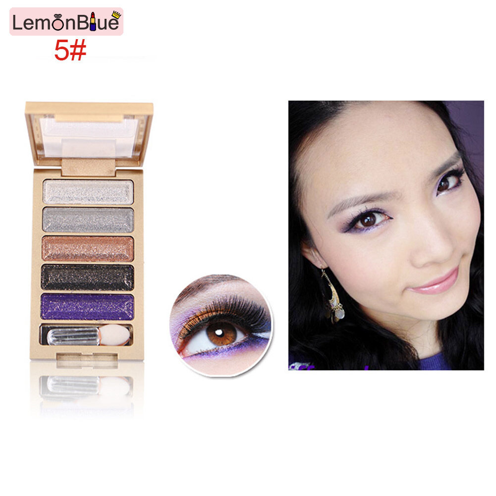 Gambar LemonBlue 5 Colors Glitter Eyeshadow Palette With Brush Waterproof Makeup Eye Shadow Cosmetics Eyeshadow Palette Eye Shadow 5 Colors Makeup Cosmetic Glitter Waterproof Women